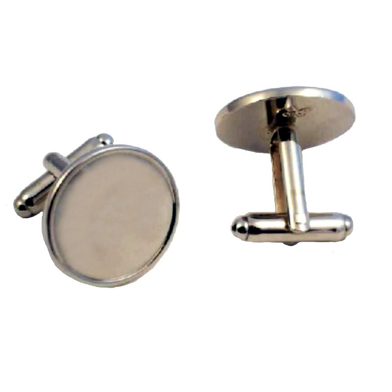 Cufflink Pair Round 18mm silver and printed domes